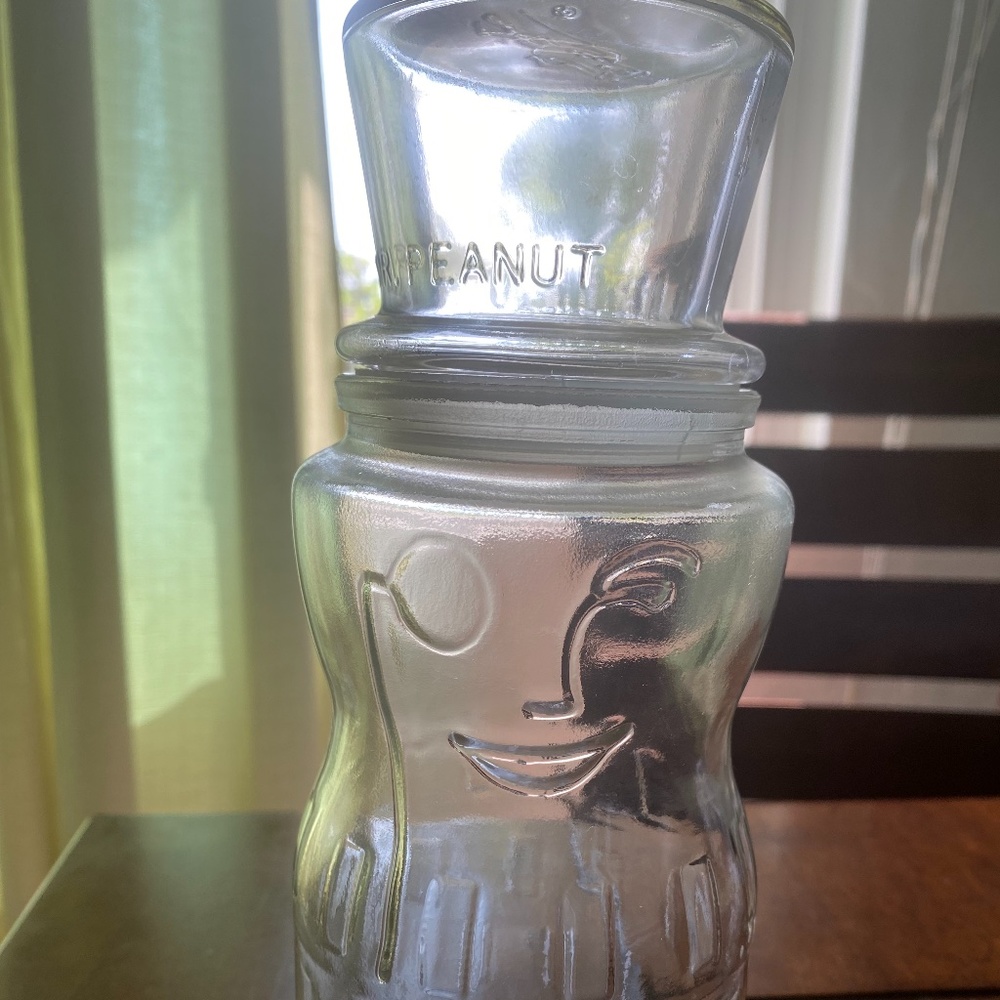 Mr. Peanut 75th Birthday 1991 Vintage Glass Jar